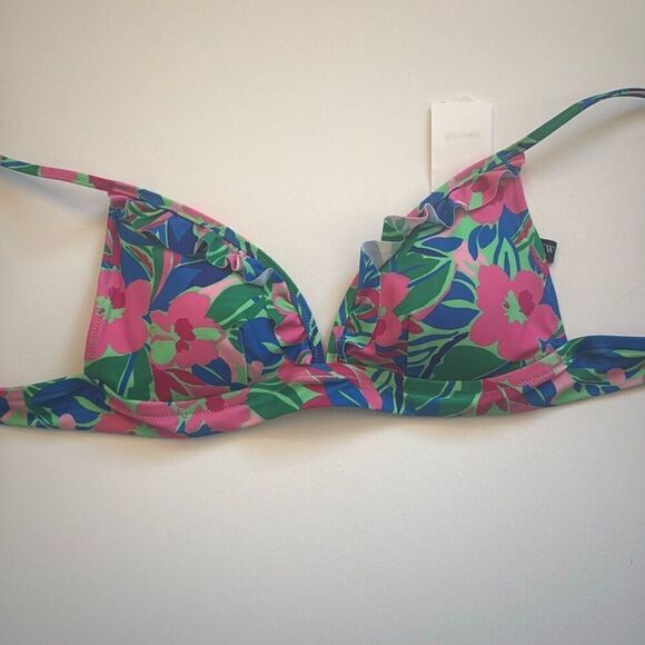 J Crew Printed french bikini top with ruffles size XS m2 - Picture 1 of 5
